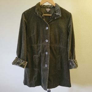 J. Jill light-weight button-up jacket olive green corduroy size xs